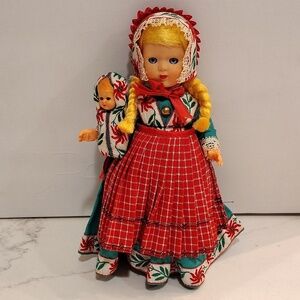 Denmark Dutch Girl Doll with braids with baby  sleepy eyes jointed arms legs